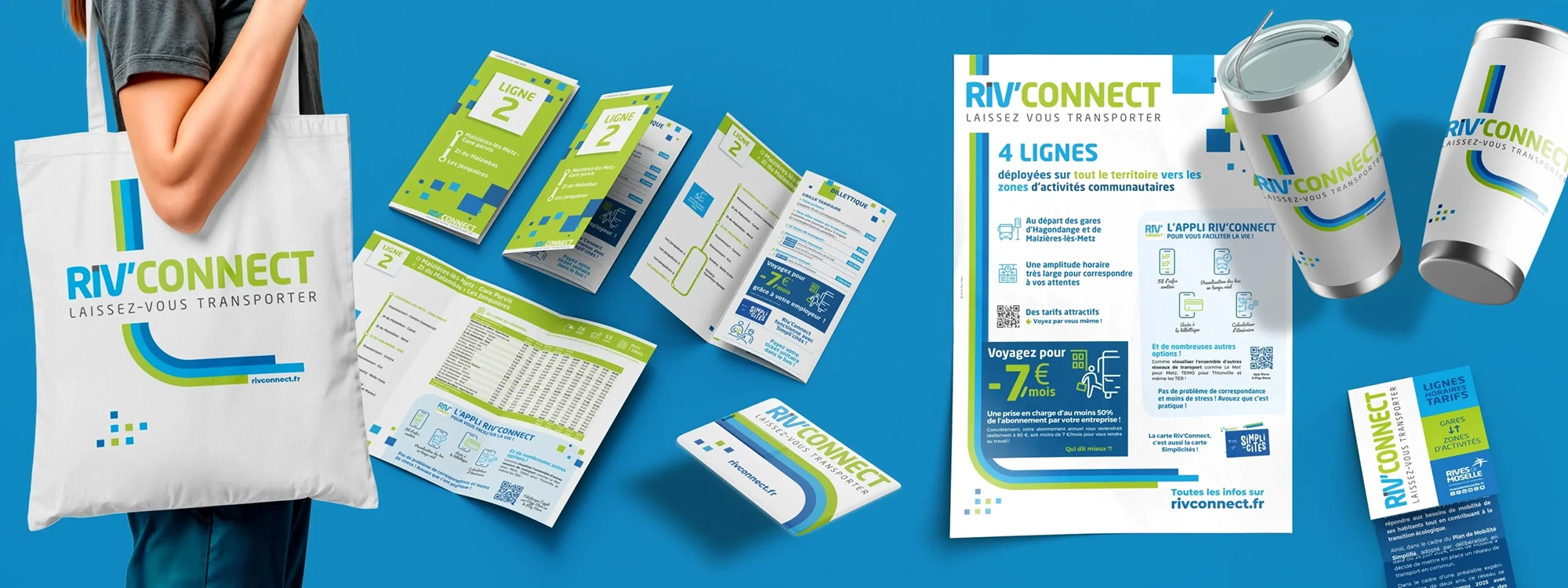 Kit de communication Riv'Connect destiné aux entreprises du territoire de Rives de Moselle.