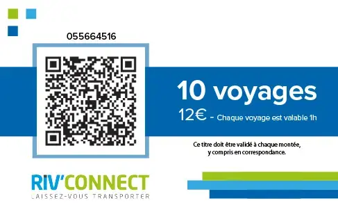 Exemple d'un ticket de transport Riv'Connect 10 voyages