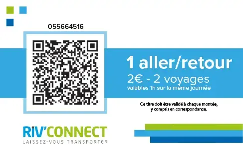 Exemple d'un ticket de transport Riv'Connect 1 aller/retour
